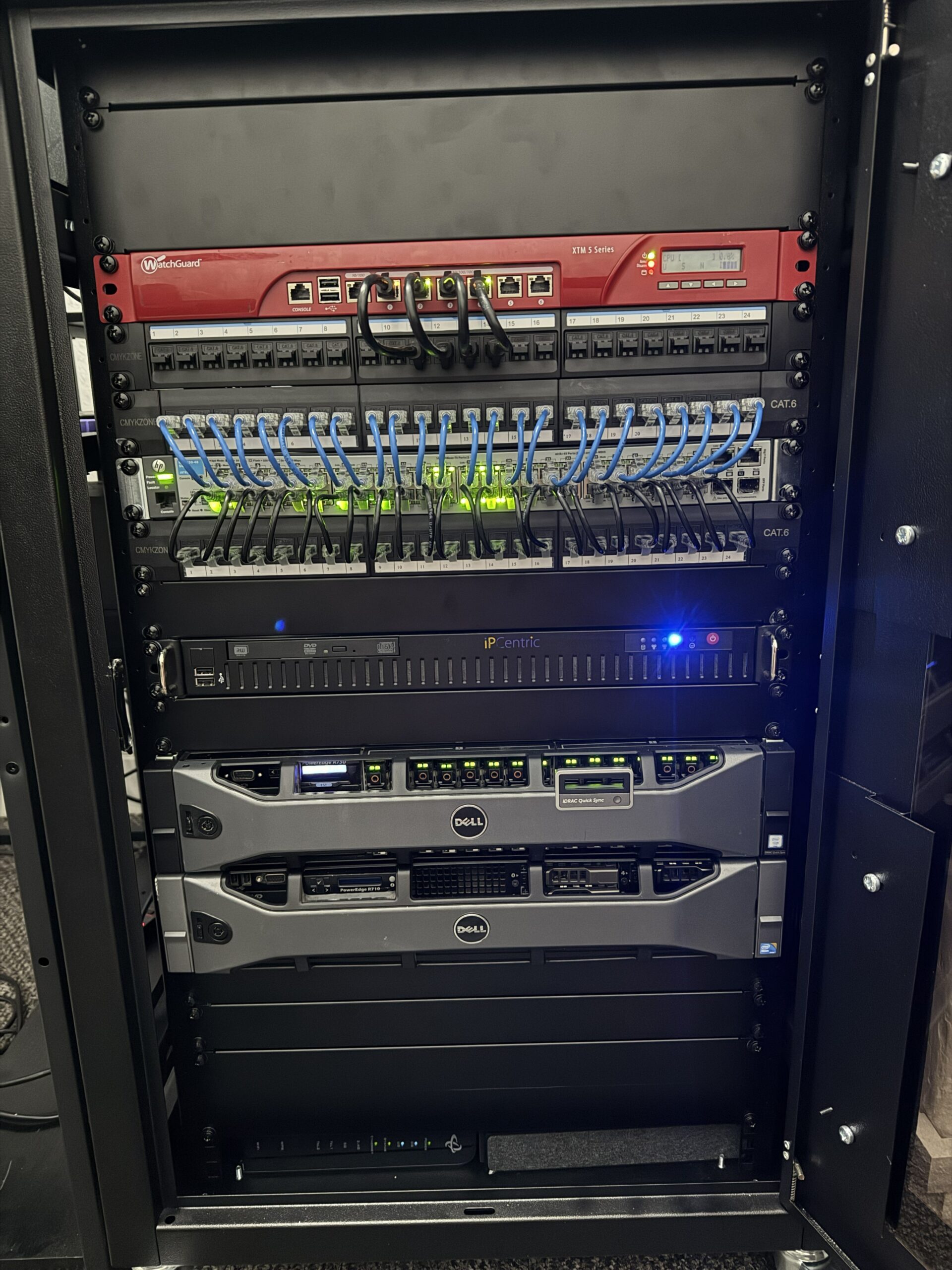 Repurposed WatchGuard XTM running OPNsense firewall in the rack