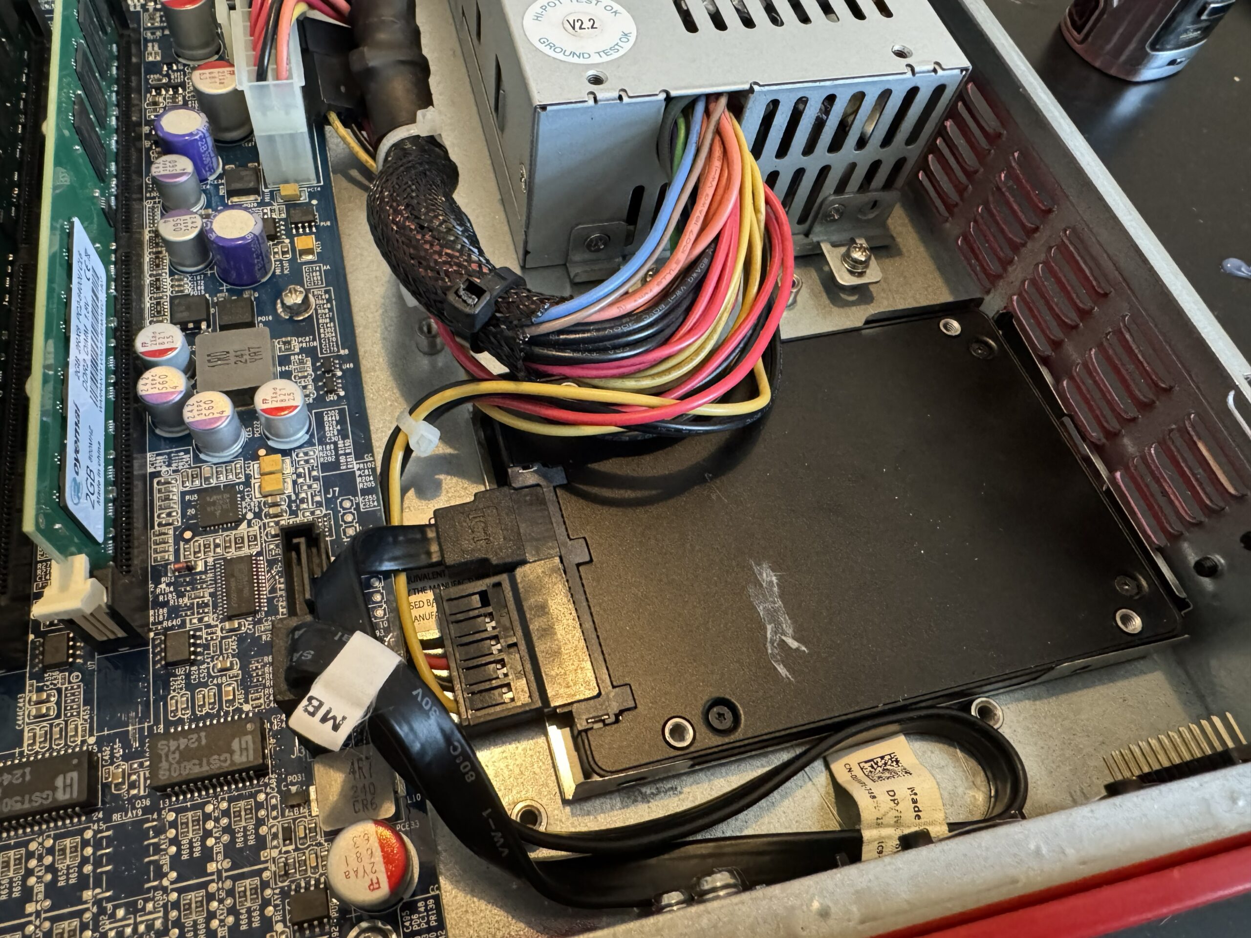 SSD fitted inside WatchGuard XTM for OPNsense install